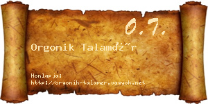 Orgonik Talamér névjegykártya